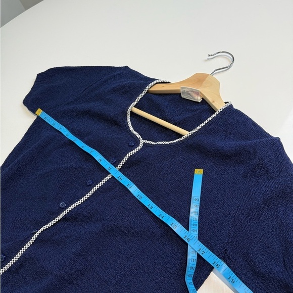 Vintage 70's Navy Blue Double Knit Top Short Sleeve Size Small - Picture 5 of 7